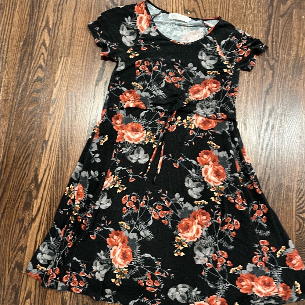 Latched  Mama Printed Drawstring Nursing Dress